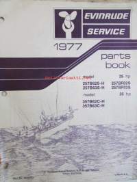 Evinrude Service 1977 Parts book 25 HP / 35 HP, katso tarkemmat mallimerkinnät kuvista.