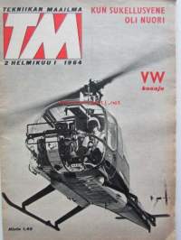 Tekniikan maailma 1964 nr 2 -mm. Vauhtia jäällä, VW 1200, Lotus 25 Coventry Climax ja Volga farmari ja Citroen 2 CV, Saabin tarina, Saammeko esitellä