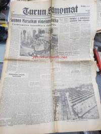 Turun Sanomat 5.2.1951, sis. mm. seur. artikkelit / otsikot / kuvat; Suomen Marsalkan viimeinen matka - Unohtumaton kansallinen surujuhla - Unohtumaton surujuhla