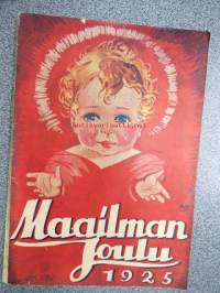 Maailman joulu 1925, sis. mm. seur. artikkelit; Kansikuvitus Oscar Furuhjelm, takansi Hangon Keksi-mainos - Pingviinit keskustelevat - kuvittanut Adolf Bock, U.W.