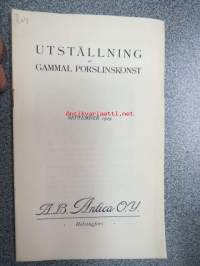 Utstälning av gammal porslinskonst september 1919 / Ab Antica Oy -näyttelyluettelo