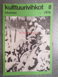 Kulttuurivihkot 1976 nr 8, sis. mm. seur. artikkelit; Tommy Tabermann - runoja, Kalevi Seilonen - Uutta runoutta, Jana Lappo - Lumikarhu, ym. -propagandistinen
