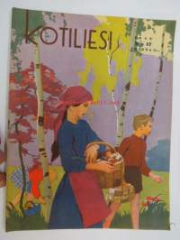 Kotiliesi 1943 nr 17, Kansikuva Martta Wendelin; sienimetsä -aihe. Ajankuvaa syksy 1943
