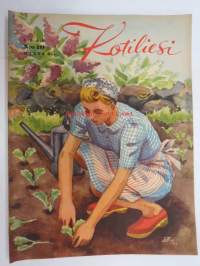 Kotiliesi 1943 nr 10, Ajankuvaa kesä 1943 Kansikuva Doris Bengström, Ruokaohjeita mm vesirinkilät. Onko omaisesi hautakumpu kunnossa.