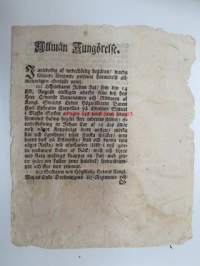 Allmän Kungörelse 26.9.1791 - ...Liffländaren Johan Lar har olofligen afwikit från .... Baron, Öfverste Lietenanten och Riddaren Högväborne Carl Ephraim