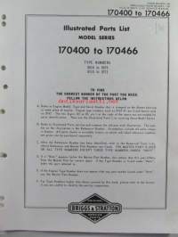 Briggs & Stratton Illustrated Parts List model series 170400 to 170466 Type numbers 0010 to 0076 / 0110 0271 - Varaosaluettelo