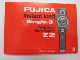 Fujica instant load Single-8 Reflex Zoom Movie Camera Z2 Owner´s manual -käyttöohjekirja englanniksi