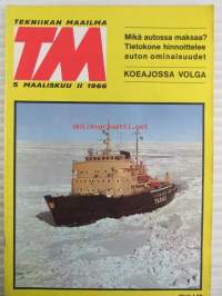 Tekniikan Maailma 1966 nr 5, kansikuva jäämurtaja Tarmo sis. mm. seur. artikkelit / kuvat / mainokset; Koeajossa Volga M-21 S, Jättiläisilmapallot - mksi ja