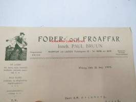 Foder- och fröaffär Inneh. Paul Bruun, Torkelsgatan Wiborg (Viipuri) 31.5.1931 -asiakirja