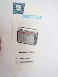 Philips 10 RP 463 matkaradio käyttöohje suomeksi ja ruotsiksi
