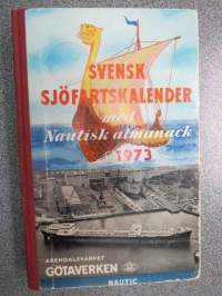 Svensk Sjöfartskalender med nautisk almanack  1973 - ruotsalainen  merenkulkukalenteri / almanakka  / vuosikirja 1973