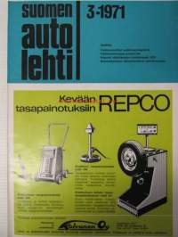 Suomen Autolehti 1971 nr 3, sis. mm. seur. artikkelit / kuvat / mainokset; Ford Transit 100/130 1971, Raportti sähköautojen kehityksestä, katso sisältö
