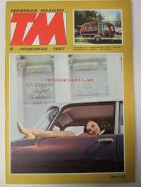 Tekniikan Maailma 1967 nr 8 sis. mm. seur. artikkelit / kuvat / mainokset; Rakenamme tyristorisytyttimen, Koeajossa Hopeanuoli ja