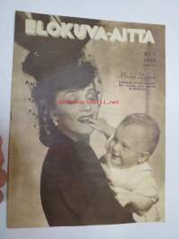 Elokuva-Aitta 1943 nr 7 sis. mm. seur. artikkelit / kuvat; Kansikuvassa Marlene Dietrich, Neljänteen polveen, Helena Kara, Kuka keksi elokuvan, Lizzi Waldmüller,