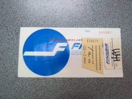 Finnair matkalippuvihko + Baggage Identification Tag + Matkustajamaksukuitti 10,00 mk nr 174470