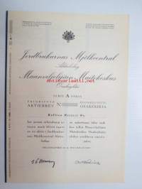 Jordbrukarnas Mjölkcentral Ab Maanviljelijäin Maitokeskus Oy, Helsinki 1955, Serie A Sarja etuoikeutettu - prioritets, 1 000 mk, nimetty - Kallion Meijeri Oy