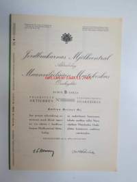 Jordbrukarnas Mjölkcentral Ab Maanviljelijäin Maitokeskus Oy, Helsinki 1955, Serie B Sarja etuoikeutettu - prioritets, 10 aktier - 10 000 mk, nimetty - Kallion