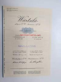 Wärtsilä-Yhtymä Oy - Koncern Ab, Värtsilä 1949, 1 osake á 1 600 -osakekirja, blanco, makuleras-leimattu