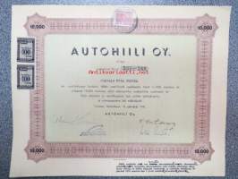 Autohiili Oy, Turku 1941, 10 osaketta á 1 000 mk = 10 000 mk, Otto Wallin, osakkeet nr 231-240 -osakekirja