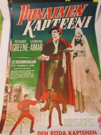 Punainen kapteeni - Den röda kaptenen - Captain Scarlett, pääosissa Richard Greene, Leonora Amar, ohjaus Thomas H. Carr -elokuvajuliste