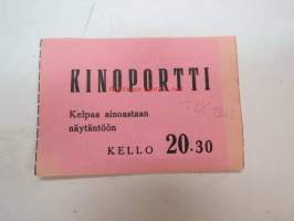 Kinoportti 1.9.1943 -elokuvateatterin pääsylippu
