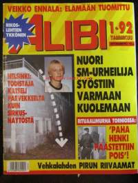 Alibi 1992 nr 1, sis. mm. artikkelit / kuvat / mainokset; Tunisialainen Dabboussi Abdelgrim B Hedin - Rasismi nostaa päätään kun 