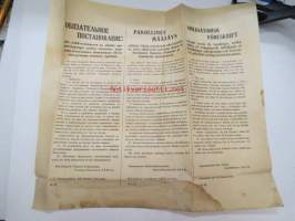 Pakollinen määräys 9. / 22. 1.1915, sellaisia tekoja seuraavasta edesvastuusta, jotka ehkäisevät sota-ajan olojen aiheuttamien tilausten, urakkain ja