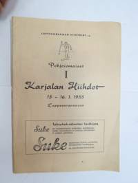 Pohjoismaiset I Karjalan Hiihdot 15-16.1955, Lappeenranta -hiihtokisat käsiohjelma -skiing competition program
