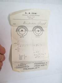 Dr. M. Zewi - Specialist i ögonsjukdomar -silmälasimääräys, 28.10.1953 -eye glass prescription