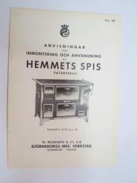 Anvisningar för inmontering och användning av Hemmets spis - patenterad -asennus- ja käyttöohjeita ruotsiksi / kitchen stove assembly and use
