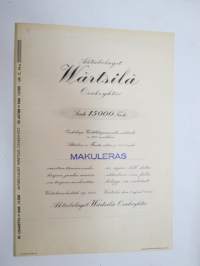 Aktiebolaget Wärtsilä Osakeyhtiö, 50 osaketta á 300 mk aktiebrev å 50 aktier á 300 mark, 15 000 mk, Värtsilä 1935 -osakekirja / share certificate