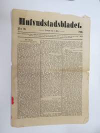 Hufvudstadsbladet Tisdagen den 1 Maj 1866, innehåller bl.a följande artiklar / reklam / notiser; Från St. Petersburg ingenting nytt rörande rörande