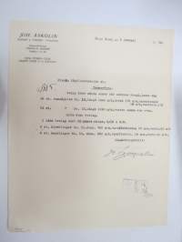 Joh. Askolin, Borgå & Forsby, 4.1.1936 - Suomen Sahanterätehdas Oy, Tampere -asiakirja -business document