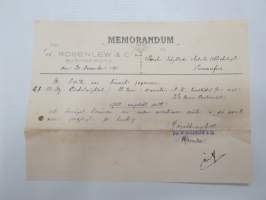 W.Rosenlew & Co Ab, Björneborg, 20.12.1895 - Suomen Sahanterätehdas Oy, Tampere -asiakirja, allekirjoitus W. Rosenlew -business document