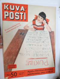 Kuvaposti 1957 nr 50, ilmestynyt 12.12.1957, sis. mm. seur. artikkelit / kuvat / mainokset; Agatha Christie jatkokertomus