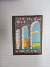 Eden Hotel - Jerusalem -matkalaukkumerkki / hotellimerkki - luggage tag