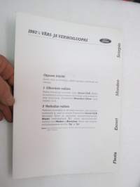 Ford Fiesta, Escort, Mondeo, Scorpio 1993 1/2 väri- ja verhoiluopas -colour & upholstery guide