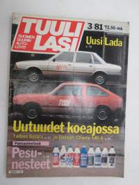 Tuulilasi 1981 nr 3, sisältää mm. seur. artikkelit / kuvat / mainokset; Talbot Solara GLS koeajo, Datsun 140A Cherry GLK koeajo