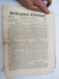 Helsingfors Tidningar, Lördagen den 25 Maj 1850, innehåller bl. a. följande artiklar / annonser; Utnämnde - Translatorn wie generalgouvernements kansliet