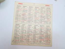 Seinäkalenteri / seinäalmanakka 1962 -wall calendar
