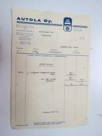 Autola Oy, Helsinki 31.10.1950 - Autokoulu ja autokorjaamo Visa, Uusikaupunki -asiakirja / business document