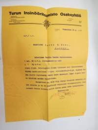 Turun Insinööritoimisto Osakeyhtiö - Monttööri Herra K. Nord, Karkku, 13.1.1915 -asiakirja / business document