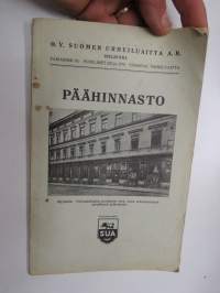 Oy Suomen urheiluaitta Ab - SUA - Päähinnasto 1926 - mukana saatekirje osoitettuna