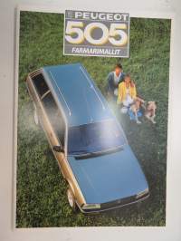 Peugeot 505 farmarimallit 1987 -myyntiesite / brochure
