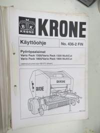 Krone Pyöröpaalaimet Vario Pack 1500 / Multicut, Vario Pack 1800 / Multicut valmistunumerosta 438 972 alkaen -käyttöohjekirja (nr 436-2 FIN)