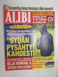 Alibi 2015 nr 8, Huumediileri tilittää, Vilja-Eerikan surman karmea havaintokuva, Tytär kavalsi äidiltä 50 000 euroa?, Oulun Mika tappoi kadonneen viinapullon takia