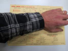 BMW 2000 TI and 2000 CS 1966 Sun Electric Corporation -säätöarvokortti, monikielinen -technical specifications, multilingual