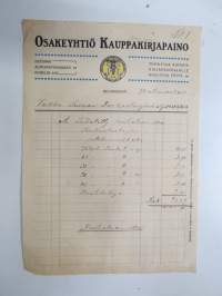 Osakeyhtiö Kauppakirjapaino - Helsinki / Vakka-Suomen Tarkastusyhdistys, 1.11.1911 -asiakirja / business document