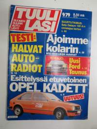 Tuulilasi 1979 nr 9, Datsun 100A sata omistajaa kertoo, Halvat autoradiot, Etuvetoinen Opel Kadett, Zastava 1100 Z, Volkswagen Jetta, Turbo on nykyaikaa, Ysikuutonen
