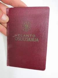 Elanto Osuuskirja 1938 nr 72509/3, Kerttu Aurora Norpio, Ylikonduktöörin rouva, joitakin leimauksia, mm.